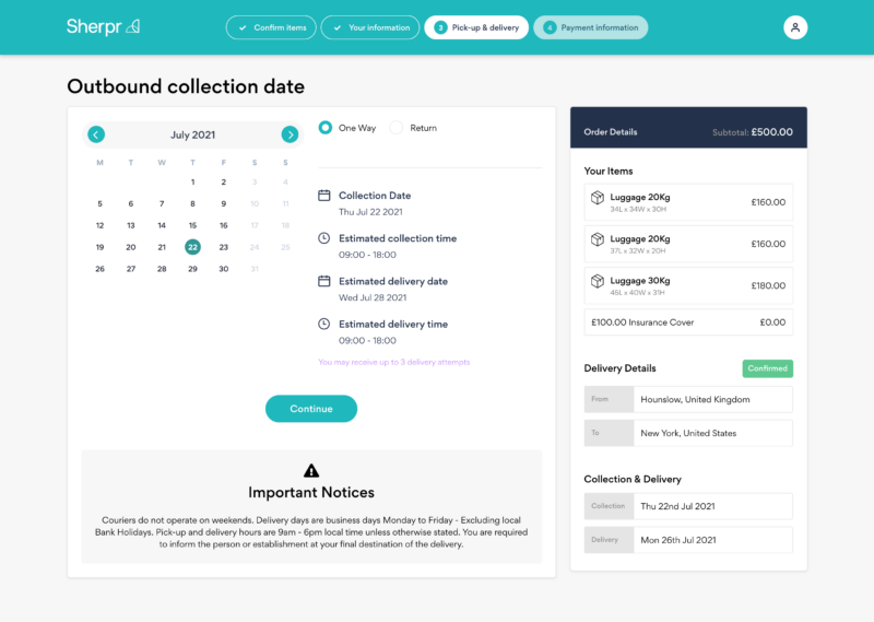 UI design from storage booking business