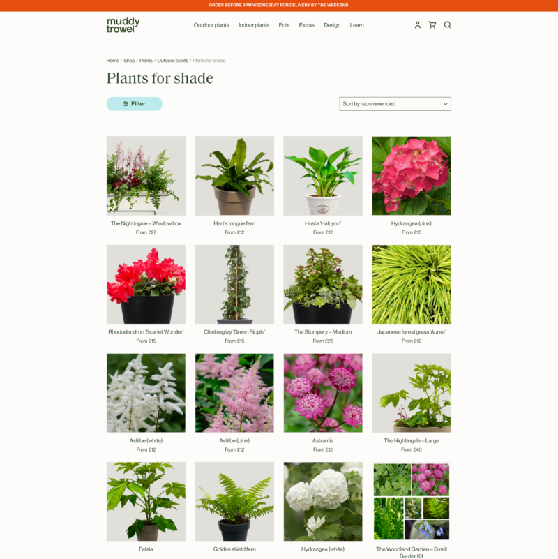 UI design of product listing page from e-commerce web built by developer from Unfold showcasing improved user experience